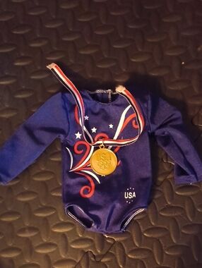 USA Navy Blue Kids One-Piece Gymnastics Leotard For American Girl Doll